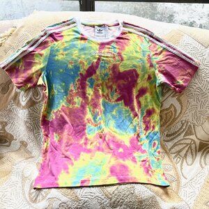 Adidas Tie Dye Tshirt * Size Smll * Shoulder Stripes * Brilliant Colors * Unworn